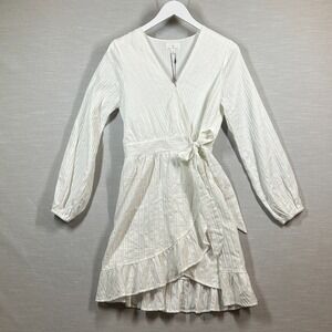 Lost + Wander Wrap Dress White Womans Ruffled Mini Dress Small